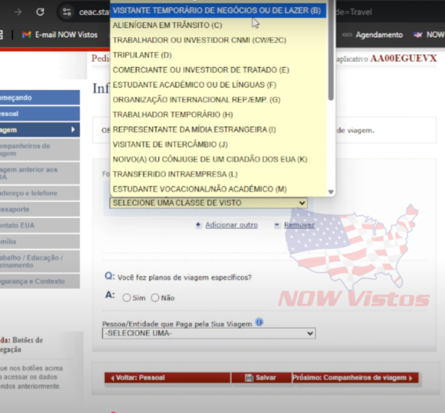 Imagem DS-160%20formulário%20Visto%20Americano%20passo%20a%20passo%20escolher%20tipo%20de%20visto