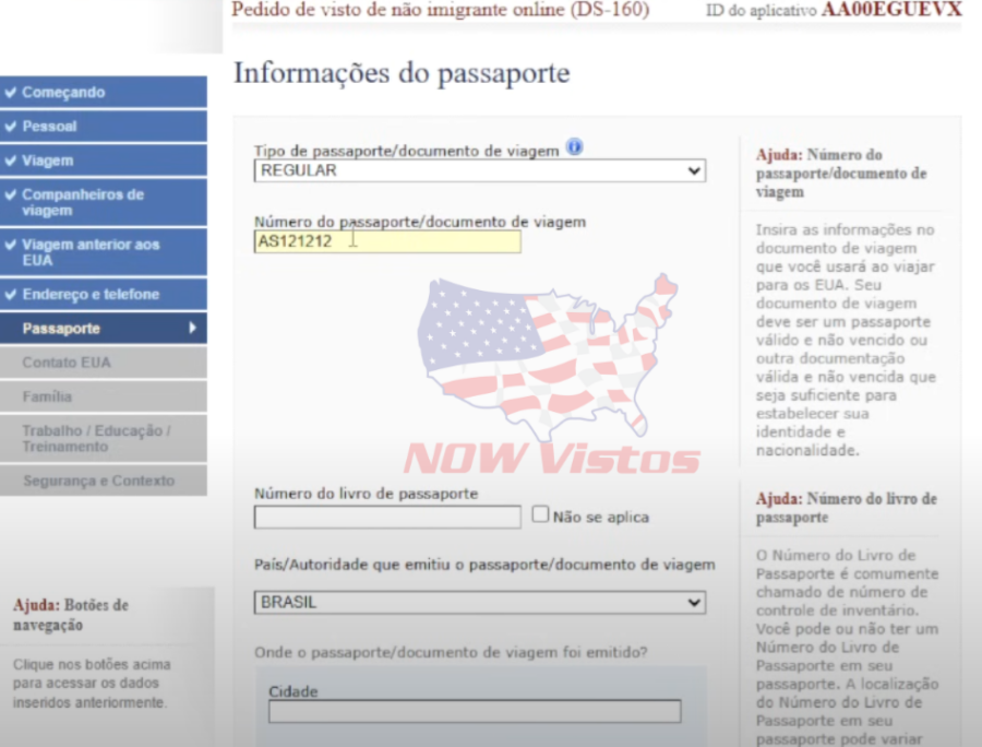 Imagem DS-160%20formulário%20Visto%20Americano%20passo%20a%20passo%20informações%20do%20passaporte
