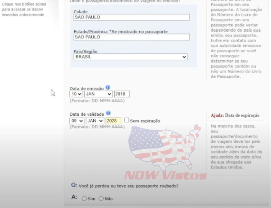 Imagem DS-160%20formulário%20Visto%20Americano%20passo%20a%20passo%20informações%20do%20passaporte%202