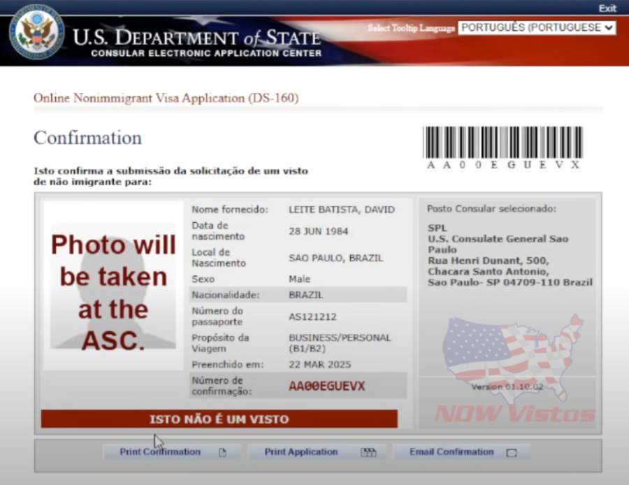 Imagem DS-160%20formulário%20Visto%20Americano%20passo%20a%20passo%20confirmação%20ds-160