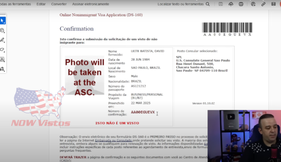 Imagem DS-160%20formulário%20Visto%20Americano%20passo%20a%20passo%20página%20de%20confirmação%20ds-160
