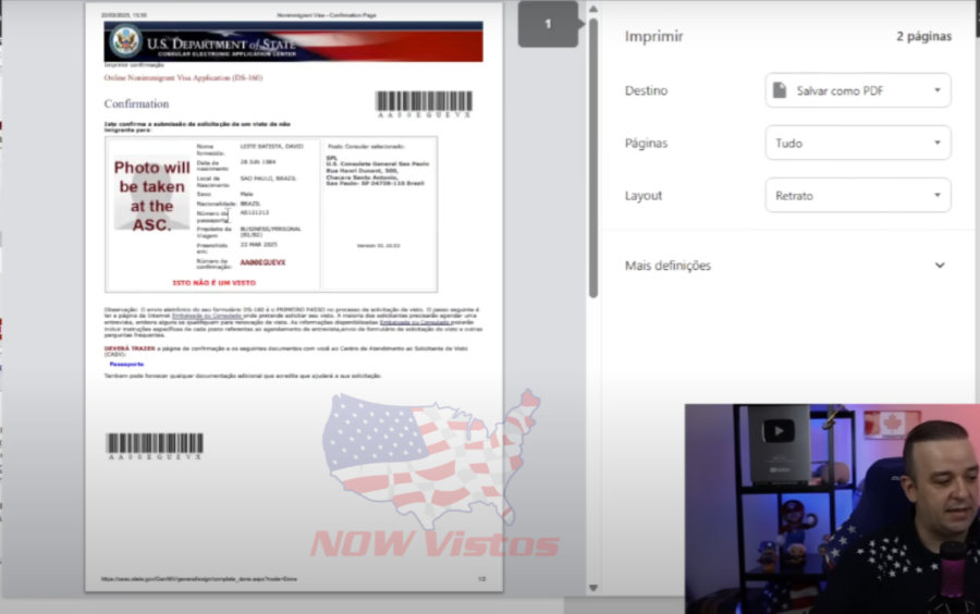 Imagem DS-160%20formulário%20Visto%20Americano%20passo%20a%20passo%20salvar%20confirmação%20ds-160%203