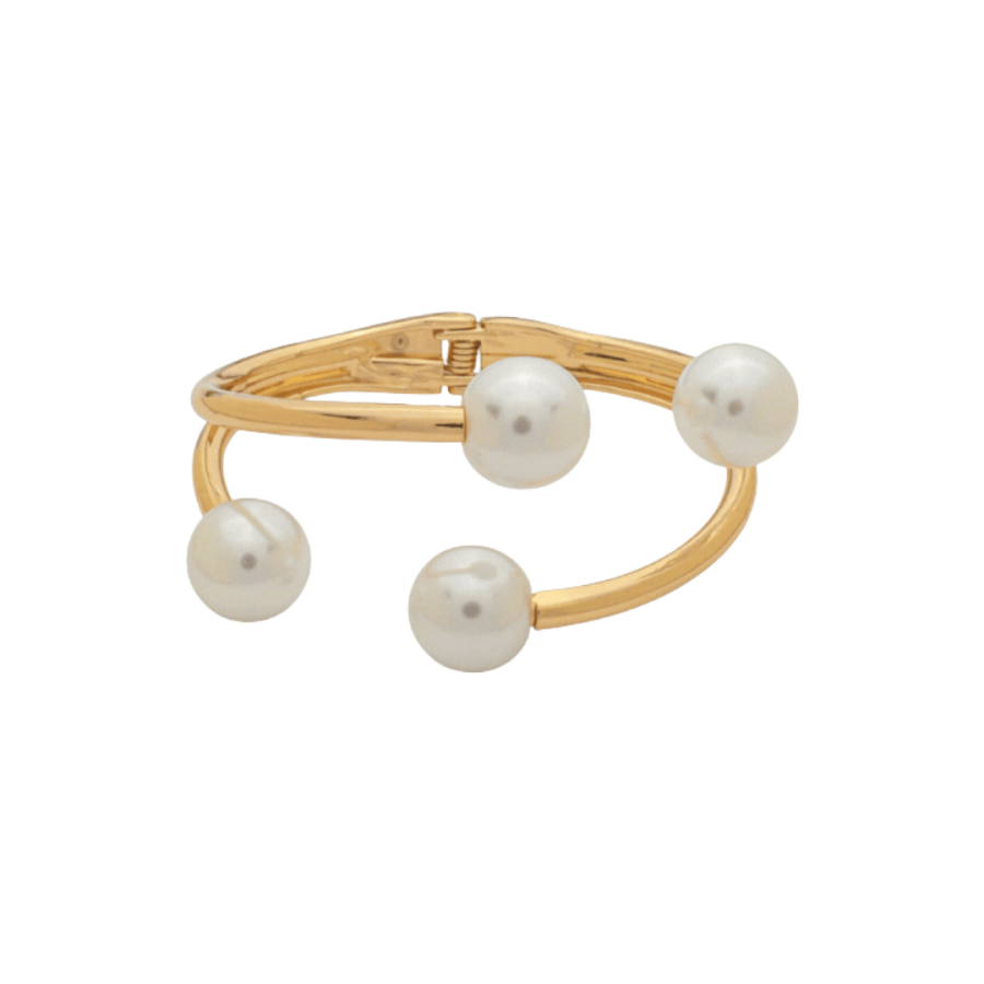Imagem de Bracelete Aro Duplo Contemporâneo com Acabamento em Pérolas