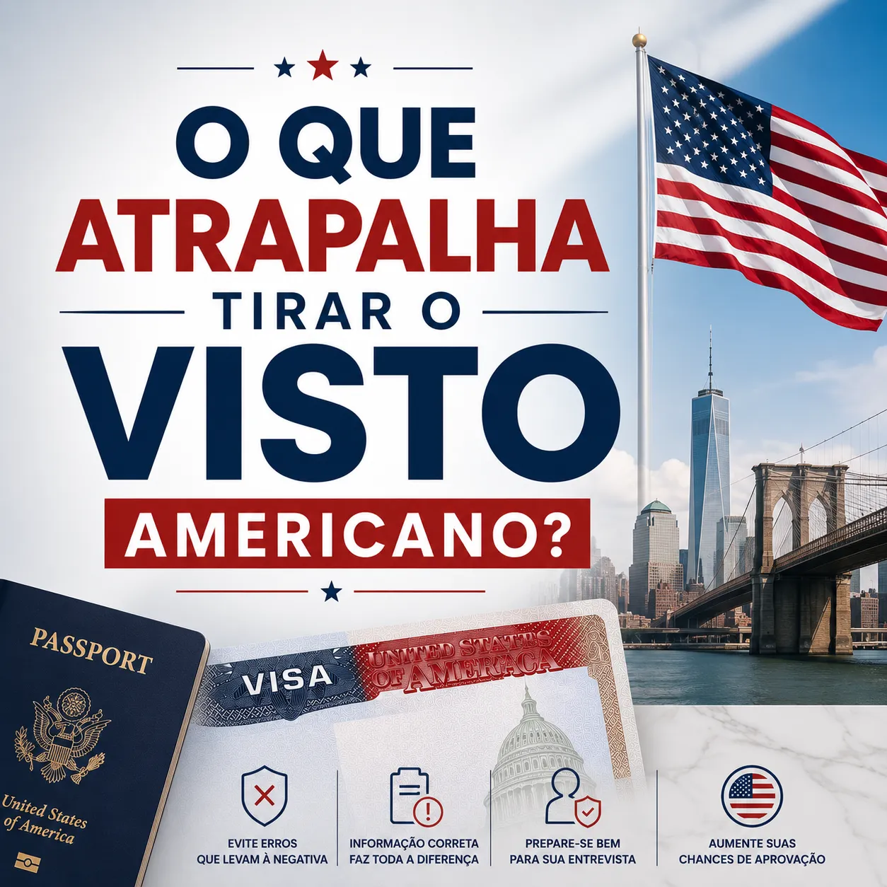 Imagem ilustrativa para o artigo O que atrapalha tirar o visto americano? da Now Vistos