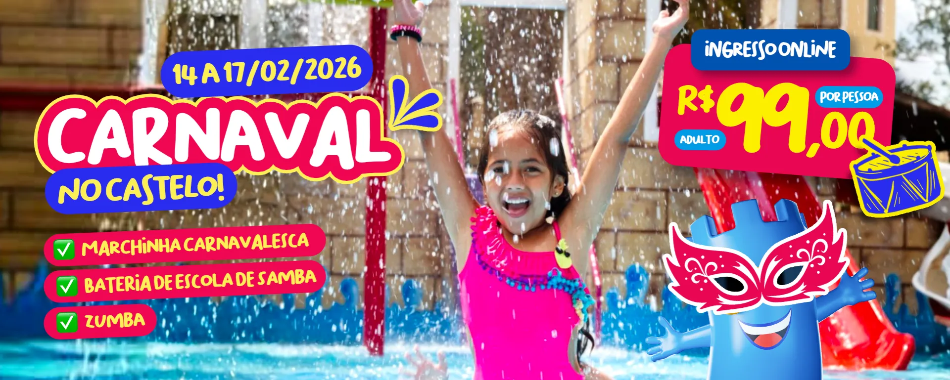 Banner feriado em Castelo Park Aquático