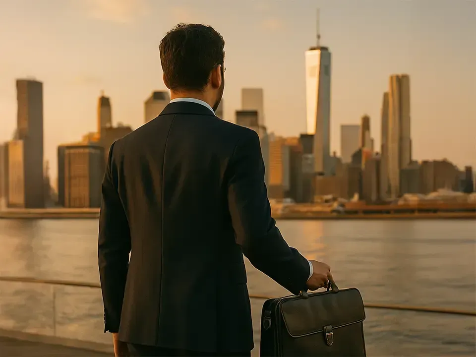 Imagem homem de terno em viagem de neg%C3%B3cios