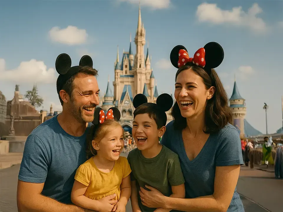 Imagem fam%C3%ADlia de turistas visitando parque tem%C3%A1tico 