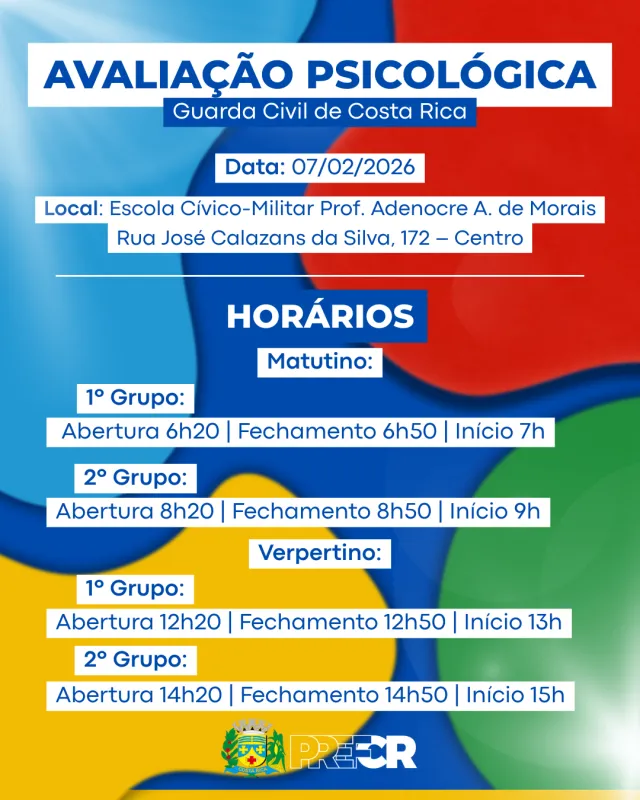Imagem de compartilhamento para o artigo Concurso da Guarda Civil de Costa Rica convoca candidatos para avaliação psicológica da MS Todo dia