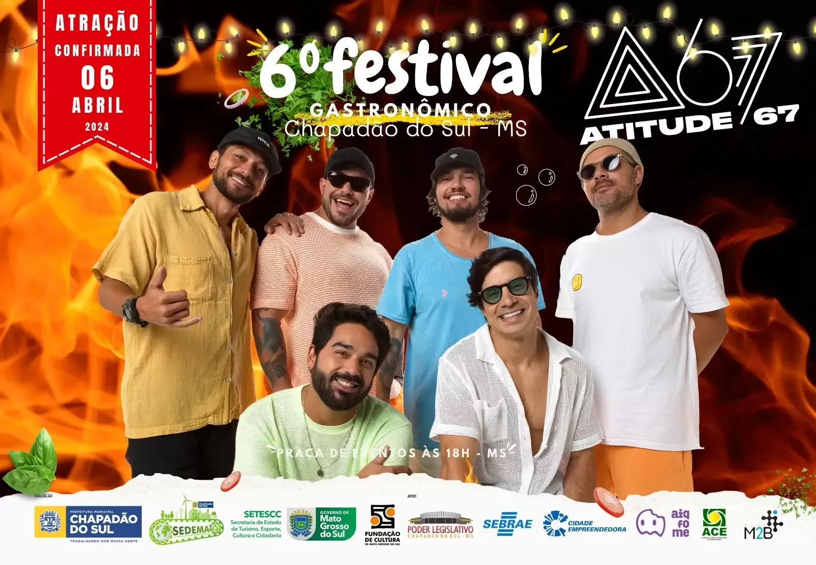 Imagem de compartilhamento para o artigo Atitude 67 e banda IRA serão atrações nacionais confirmadas no 6º Festival Gastronômico em Chapadão do Sul da MS Todo dia