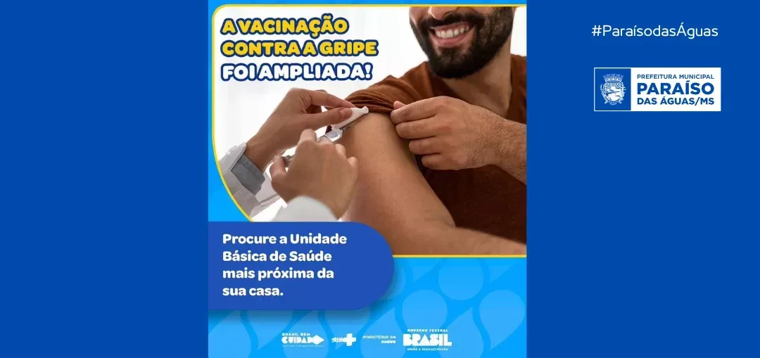 Imagem de compartilhamento para o artigo Prefeitura de Paraíso das Águas libera vacina da gripe para toda população acima dos 6 meses da MS Todo dia