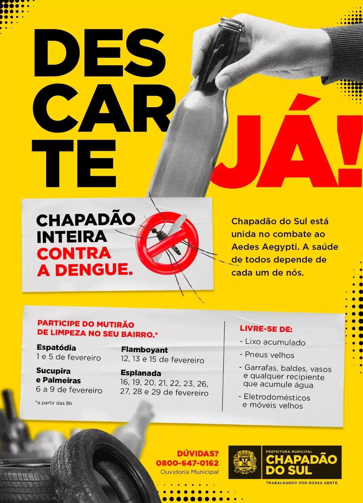 Imagem de compartilhamento para o artigo Chapadão do Sul tem resultados expressivos na primeira semana do Mutirão contra o Aedes aegypti da MS Todo dia