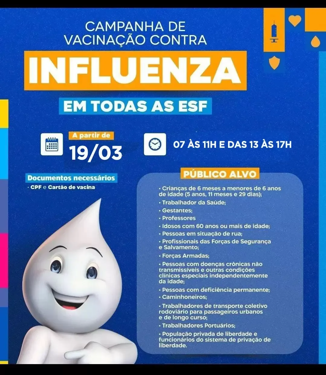 Imagem de compartilhamento para o artigo Prefeitura de Chapadão do Sul lança Campanha de Vacinação contra Influenza 2024 da MS Todo dia