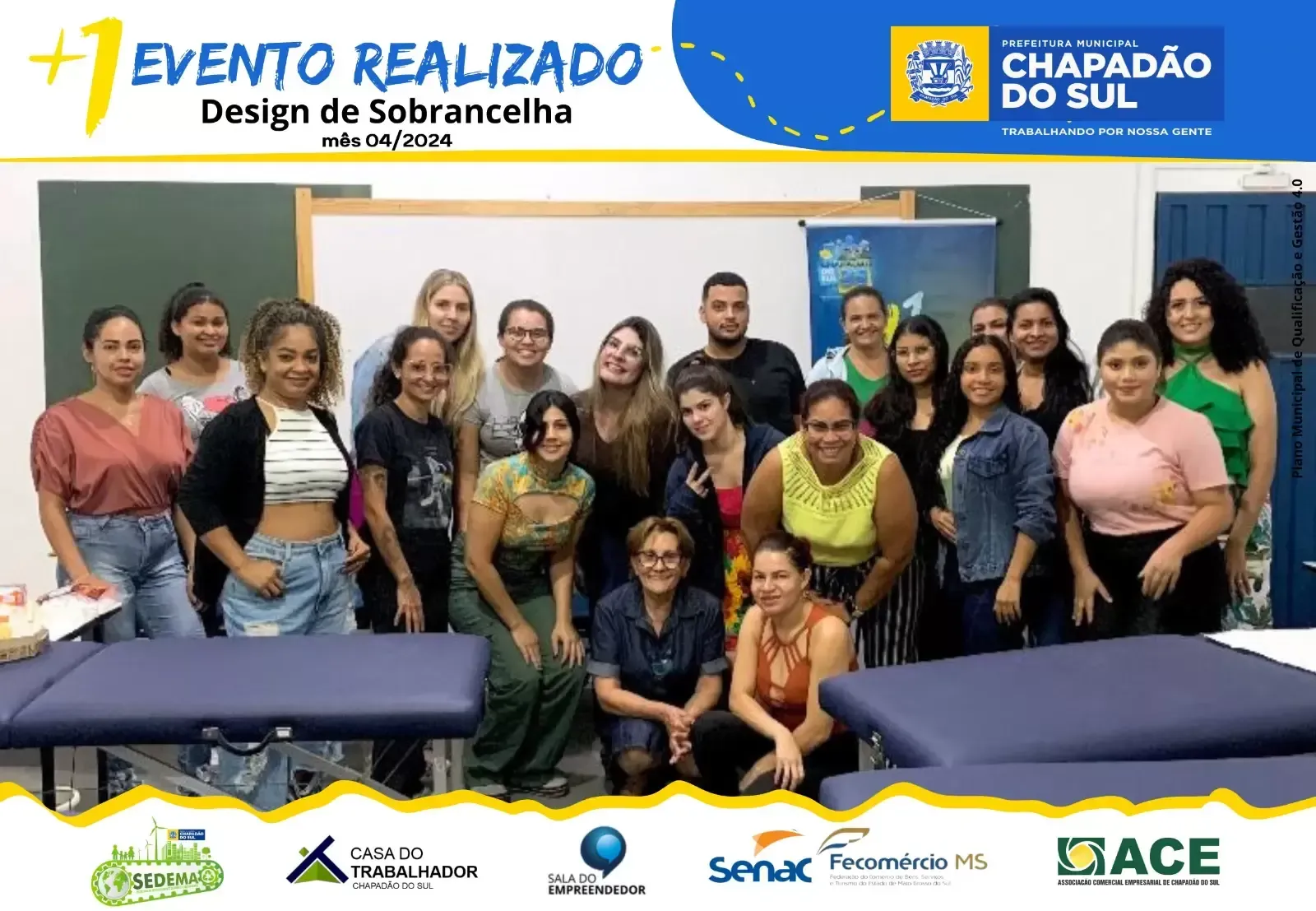 Imagem de compartilhamento para o artigo Prefeitura de Chapadão celebra curso gratuito de designer de sobrancelha da MS Todo dia
