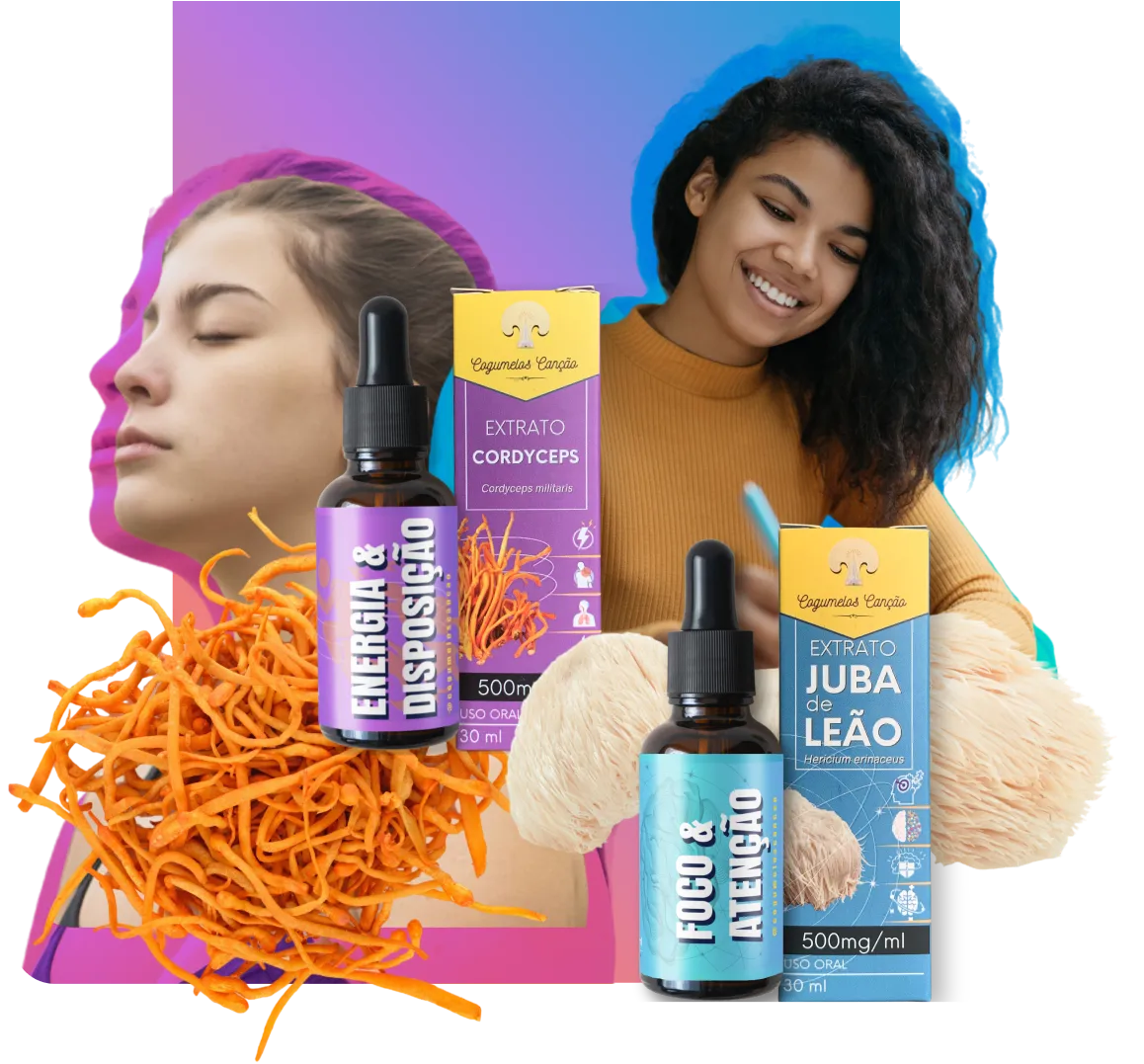 Imagem de indicação de Impulso Perfeito: 1 Juba de Leão + 1 Cordyceps