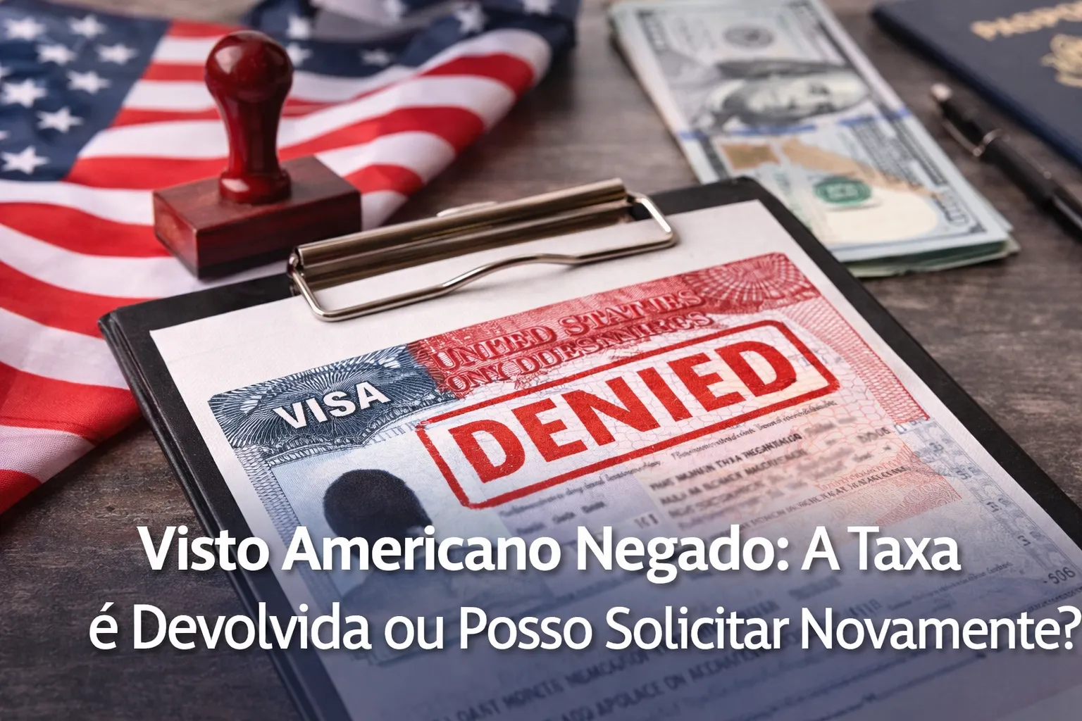 Imagem ilustrativa para o artigo Visto Americano Negado: A Taxa é Devolvida ou Posso Solicitar Novamente? da May Vistos