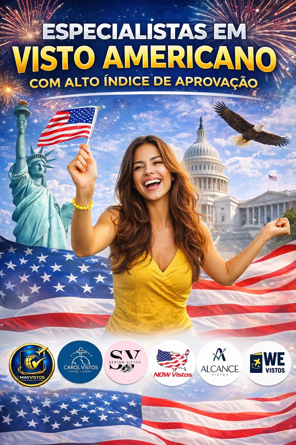 Imagem ilustrativa para o artigo Especialistas em Visto Americano com Alto Índice de Aprovação da Maria Brasileira