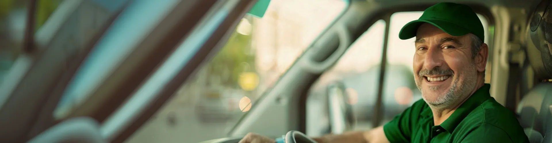 Foto de entregador numa van