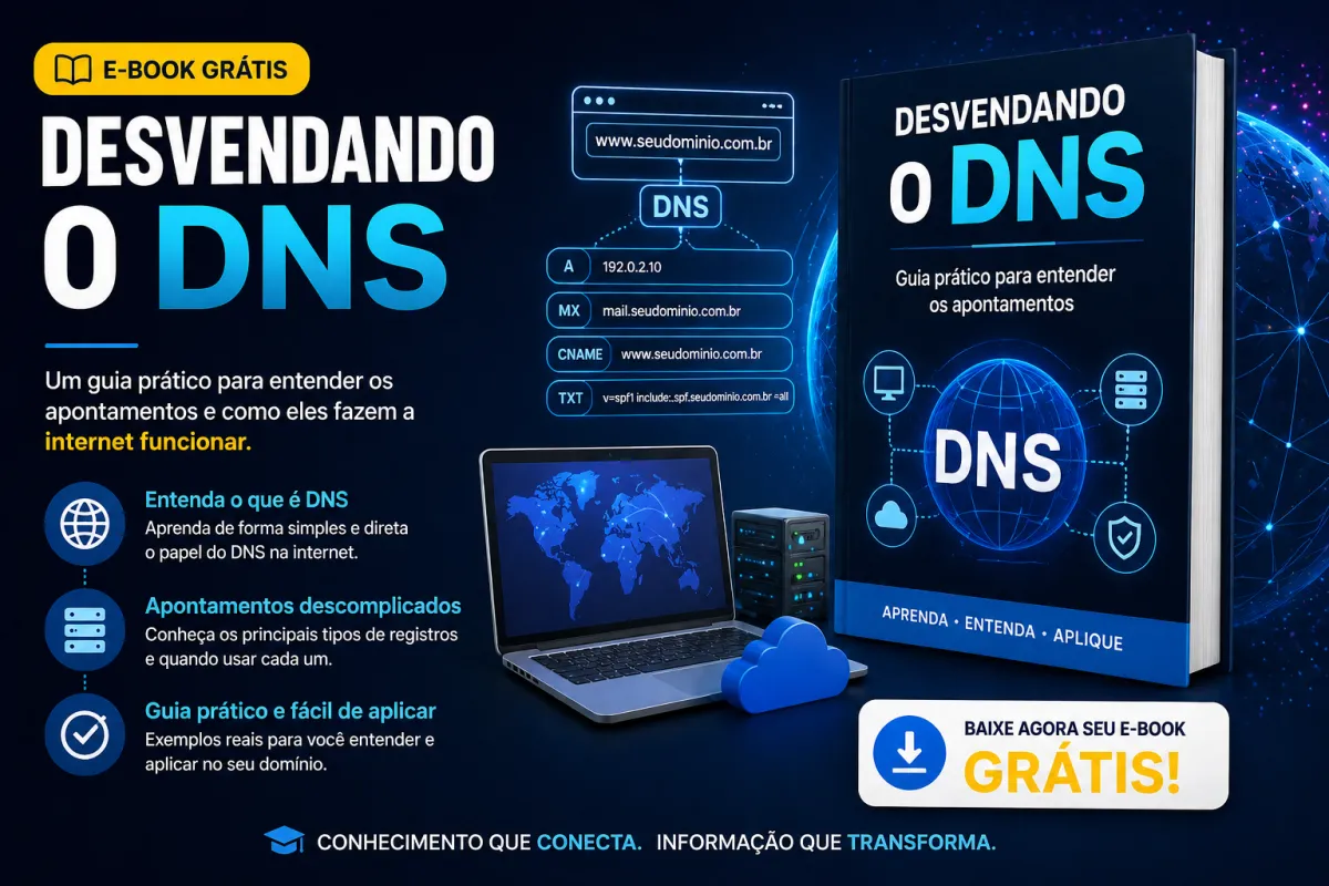 Imagem principal de Desvendando o DNS, E-book Gratís para te ajudar a entender os apontamentos