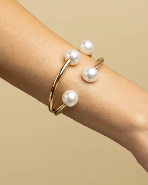 Imagem adicional 0 do item Bracelete Aro Duplo Contemporâneo com Acabamento em Pérolas