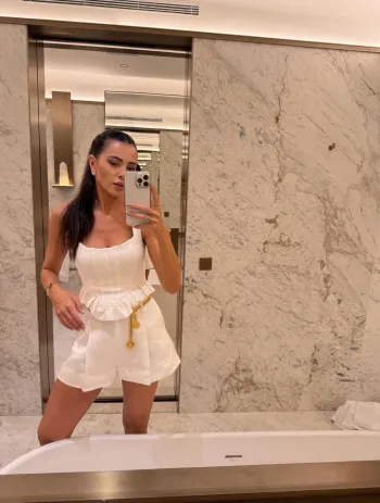 Imagem do produto Conjunto Cropped Off Damares e Short Linho Off Graziela - Cloude