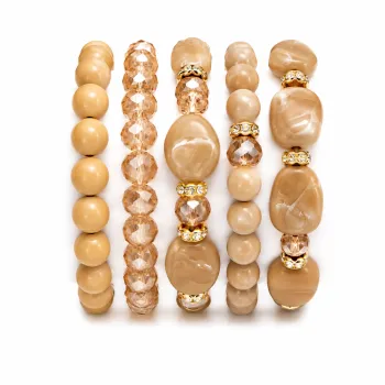 Imagem de Kit de 5 Pulseiras de Pedras Nude