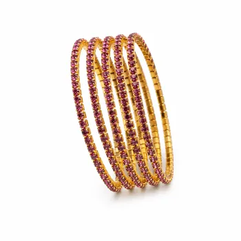 Imagem de Kit 5 pulseiras elástico strass rosa e dourado