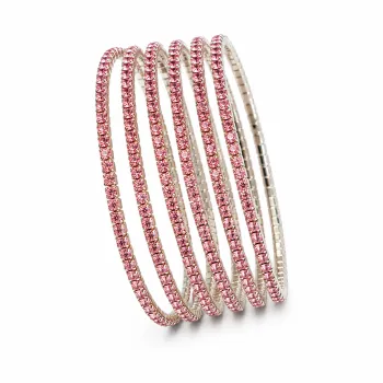 Imagem de Kit 5 Pulseiras de elástico strass rosa e prata