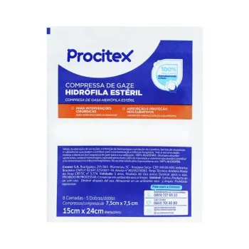 Imagem do produto Compressa De Gaze 13 Fios Estéril Procitex - Pacote Com 10 Unidades