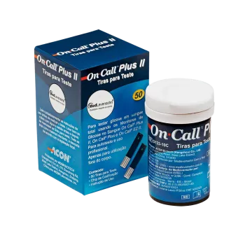 Imagem do produto TIRAS TESTE GLICOSE SANGUE FRSC 50 UNID ON CALL PLUS II AMARELO   MEDLEVENSOHN