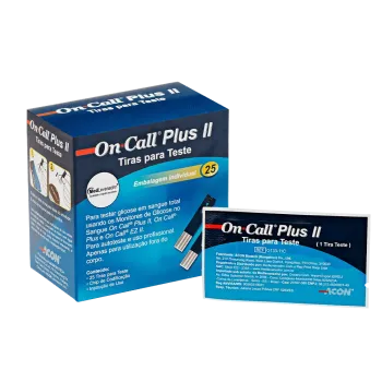 Imagem do produto TIRAS TESTE GLICOSE SANGUE INDIVIDUAL ON CALL PLUS II AMARELA  C/ 50 UNID   MEDLEVENSOHN