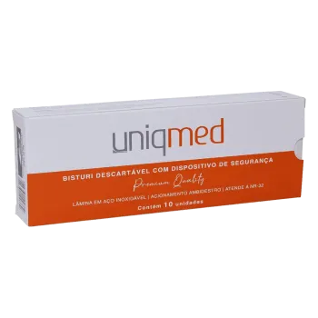 Imagem do produto BISTURI DESCARTAVEL COM DISPOSITIVO SEGURANCA LAMINA INOX 11- CABO 3