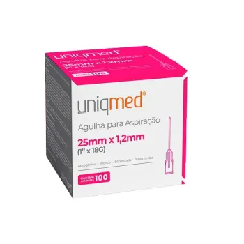 Imagem do produto Agulha para Aspiração 25mm X 1,2mm 18G Uniqmed - Caixa Com 100 Unidades
