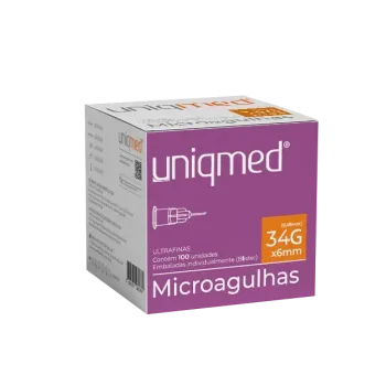 Imagem do produto Microagulha 34G 6mm Uniqmed - Caixa Com 100 Unidades