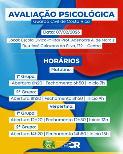 Imagem da notícia Concurso da Guarda Civil de Costa Rica convoca candidatos para avaliação psicológica
