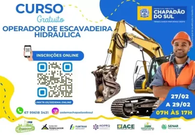 Imagem da notícia Disponível curso gratuito para Operador de Escavadeira Hidráulica em Chapadão do Sul