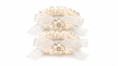 Imagem de Kit 2 elásticos Laço com renda off-white