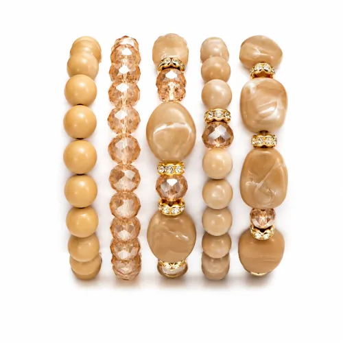 Imagem de Kit de 5 Pulseiras de Pedras Nude