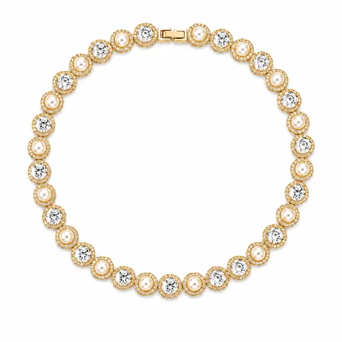 Imagem de Colar Pérola e Cristal Dourado
