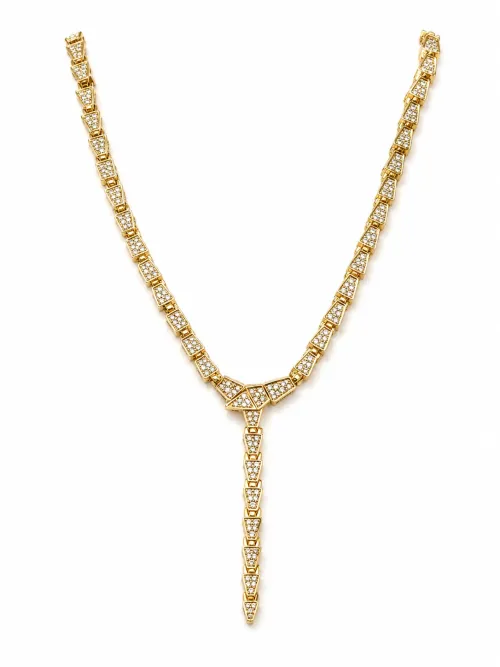 Imagem de Colar Serpente Dourado Cravejado