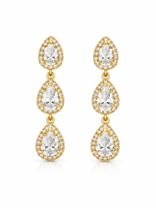 Imagem de Brinco Trio Gotas Crystal