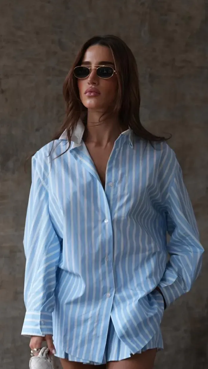 Imagem de CONJUNTO LISTRADO AZUL HELO - CLOUDE