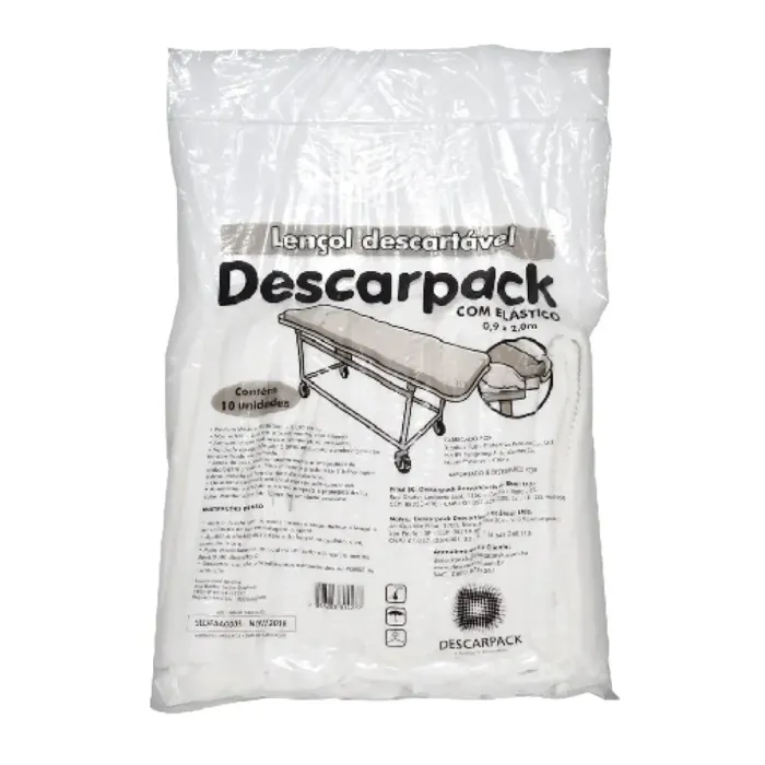Imagem de Lençol Descartável Com Elástico 2m X 0,9m Descarpack - Pacote Com 10 Unidades