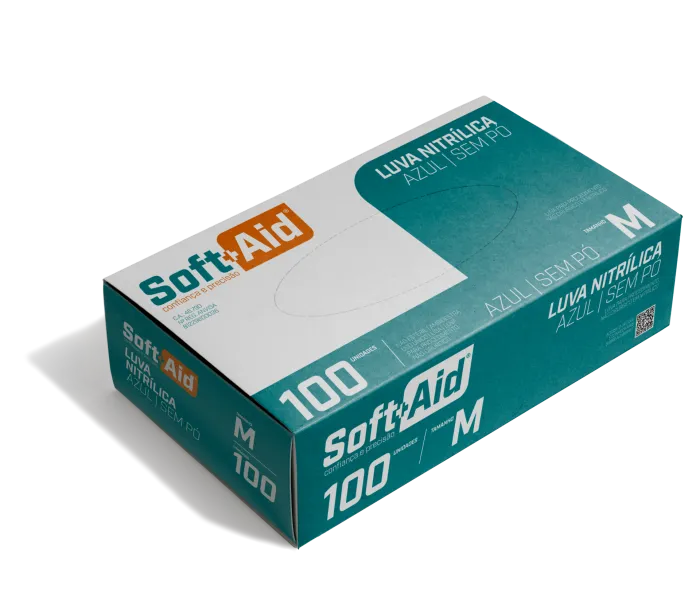 Imagem de LUVA NITRILICA SOFT AID S/PO AZUL M C/100