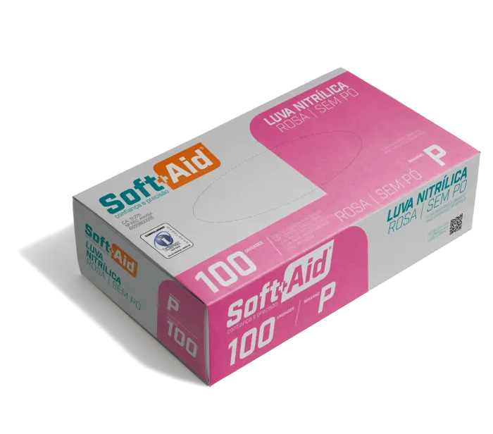 Imagem de LUVA NITRILICA SOFT AID S/PO ROSA P C/100