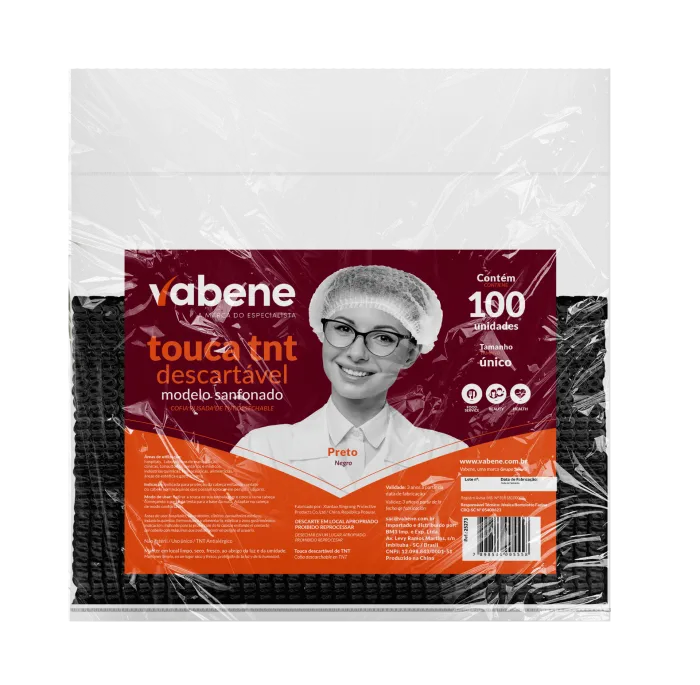 Imagem de TOUCA DESC SANFONADA PRETA PCT C/ 100/VABENE