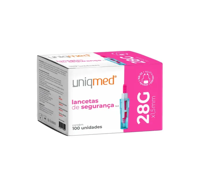 Imagem de 28G X 1,5MM LANCETAS DE SEGURANCA UNIQMED SLA