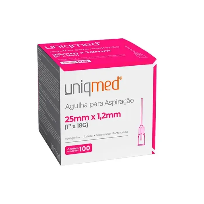 Imagem de Agulha para Aspiração 25mm X 1,2mm 18G Uniqmed - Caixa Com 100 Unidades