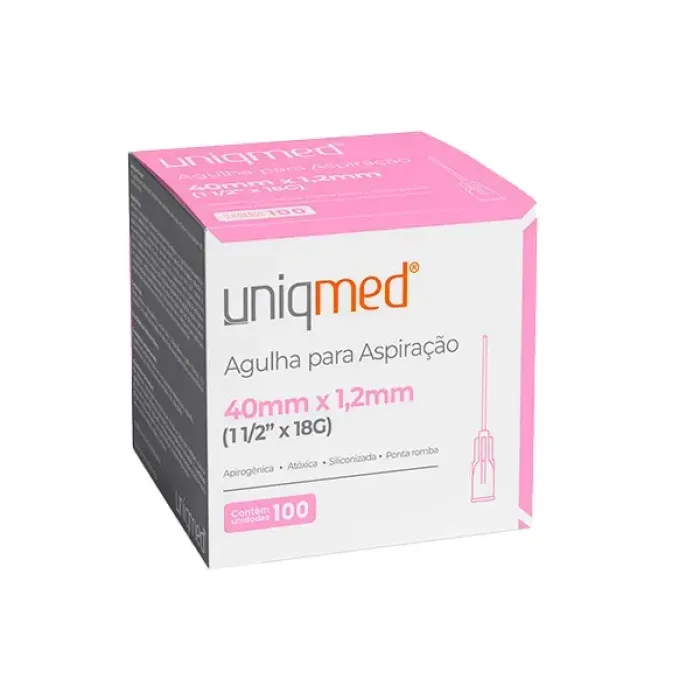Imagem de Agulha Para Aspiração 40mm X 1,2mm 18G (1-1/2 Pol) Uniqmed - Caixa Com 100 Unidades