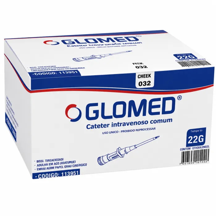 Imagem de Cateter Intravenoso 22G Glomed - Caixa Com 100 Unidades