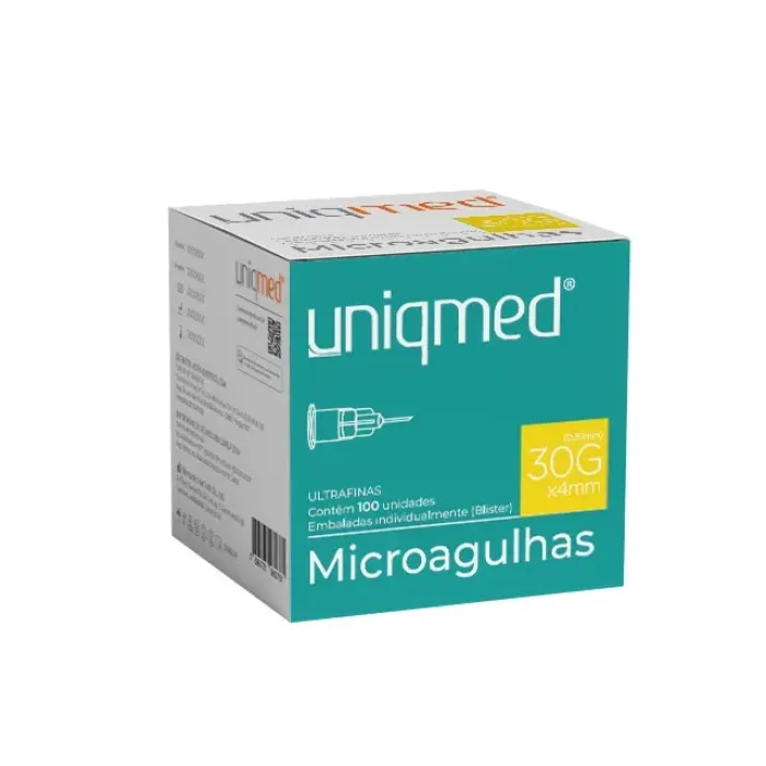 Imagem de Microagulha 30G 4mm Uniqmed - Caixa Com 100 Unidades
